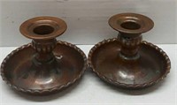 Pair Of Copper Candleholders
