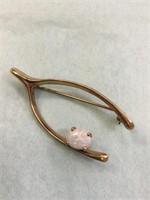 Gold Filled 2" Wishbone Pin & Opal