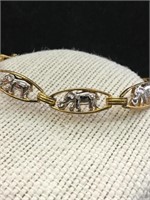 Sterling 1/2" wide Elephants Walking Bracelet