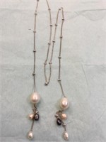 Approx 26" Blister Pearl Lariat Chain Necklace