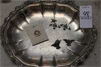 SILVER PLATE TRAY AND CONETENTS