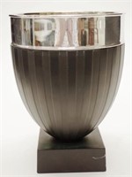 Wedgwood engine turned black basalt & silver vase
