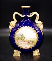 Good antique Worcester hand painted mantle vase