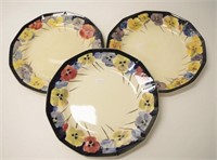 Three Royal Doulton 'Pansies' dinner plates