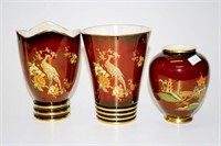 Three various Carltonware rouge royal vases