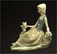 Lladro Seated Girl with Bird
