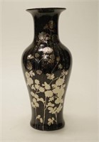 Black glazed baluster vase