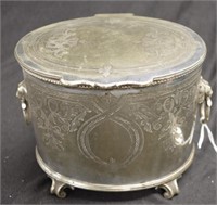 Vintage English silver plate biscuit barrel