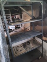 2 METAL SHELVES WITH CONTENTS