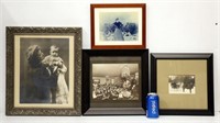 4 Vintage Framed Family Event Photos