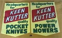 Two point-of-sale Keen Kutter paper signs