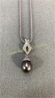 18kt Gold w/ Pearl Pendant Necklace 16"