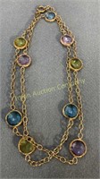 18kt Gold Chain & Gemstone Necklace 36"