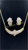 14kt Gold & Diamond Necklace and Earrings