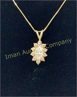 14kt Gold Diamond Pendant Necklace 18"