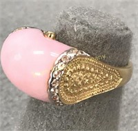 14kt Gold Ring w/ Pink Stone sz 8