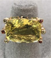 14kt Gold Ring w/ Large Yellow Sapphire sz 8