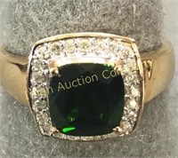 14kt Gold Ring w/ Emerald & Diamond sz 8