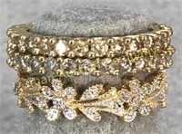 14kt Gold Bands With Stones sz 8 - 3 Rings