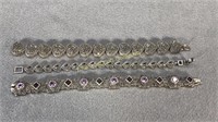 Sterling & Gemstone Bracelets - 3 Bracelets