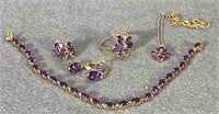 14kt Gold & Amethyst Purple, 5 Pieces
