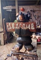 Hand Carved Welcome Bear