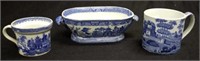 Three antique blue & white pearlware items