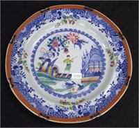 Spode stoneware blue & white chinoiserie plate