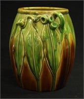 Large Remued barrel vase with gumnuts