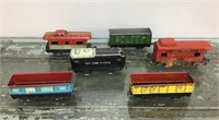 Vtg. tin train cars - mostly Marx