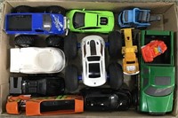 Flat of cars (mostly plastic)