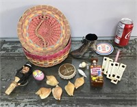 Basket of vintage smalls & decor
