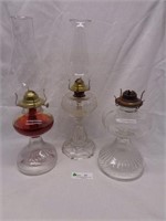 3 Clear Glass Kerosene Lamps