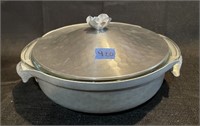 hammered aluminium serving bowl with lid