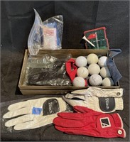 golf balls, gloves etc