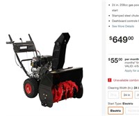 Legend Force 24in. Gas Snow Blower 208 cc.