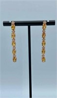 Certified $ 2700 Diamonds and Citrine Earrings