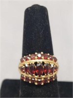 Simulated Red Ruby 14 kt Gold Ring.  Size 7.5