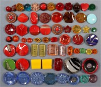 (64) Vintage Colored Glass Buttons