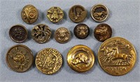 (13) Victorian Picture Buttons, Animals + Insects