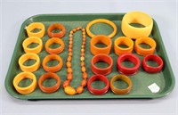 18pc. Bakelite Napkin rings + Bracelets