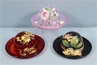 3pc. Fenton Decorated Glass Hats