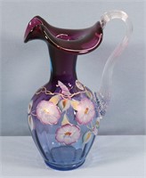 Fenton Floral Decorated Glass Ewer