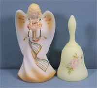 Fenton Glass Bell + Angel Figure