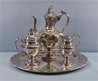 3pc. Silver plate Coffee Set w/ Tray