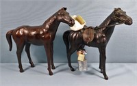 Pr. Tooled Leather Horse Figures