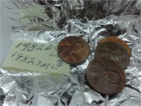 (3) 1982 & (1) 1982 D Lincoln head pennies