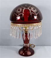 Ruby Cut to Clear Glass Table Lamp