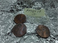 (3) 1990 D Lincoln head pennies