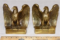 VINTAGE PAIR BRASS 1776 EAGLE BOOKENDS